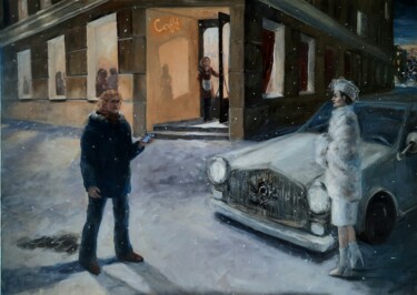 Painting titled "Страсти по Снежной…" by Sveta Sokolova, Original Artwork, Oil Mounted on Wood Stretcher frame