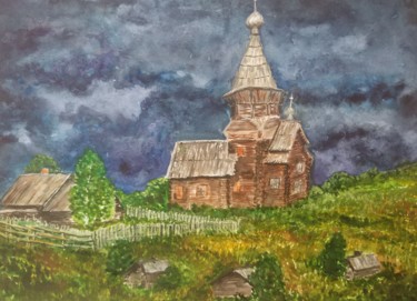 「Деревня」というタイトルの絵画 Светлана Светличнаяによって, オリジナルのアートワーク, 水彩画
