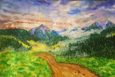 Картина под названием "дорога" - Светлана Светличная, Подлинное произведение искусства, Акварель