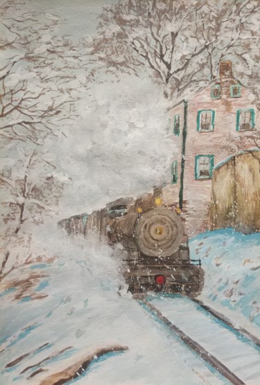 Картина под названием "Сквозь зиму" - Светлана Светличная, Подлинное произведение искусства, Акварель