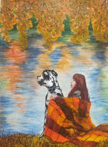 Картина под названием "друзья" - Светлана Светличная, Подлинное произведение искусства, Акварель