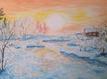 Painting titled "Снег" by Svetlana Svetlichnaia, Original Artwork, Gouache