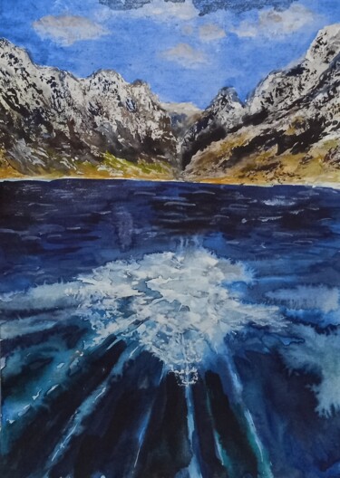 Картина под названием "Лёд на Байкале" - Светлана Светличная, Подлинное произведение искусства, Акварель