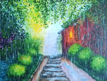 Картина под названием "Дождь" - Светлана Светличная, Подлинное произведение искусства, Масло