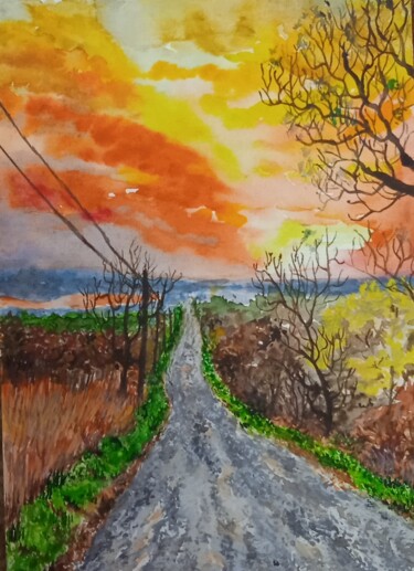 Картина под названием "Дорога домой" - Светлана Светличная, Подлинное произведение искусства, Акварель