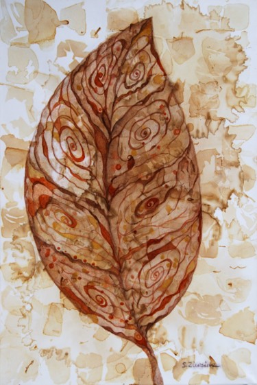 Painting titled "Tea Leaf (Tea Colle…" by Svetlana Ziuzina, Original Artwork, Ink