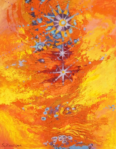 Pintura intitulada "Breaking Through" por Svetlana Ziuzina, Obras de arte originais, Acrílico Montado em Cartão