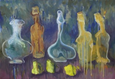 Schilderij getiteld "Empty Bottles" door Svetlana Ziuzina, Origineel Kunstwerk, Olie