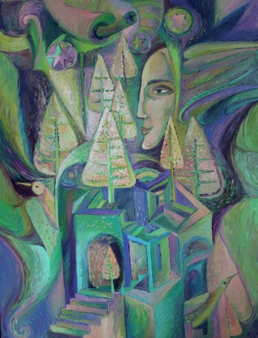Картина под названием "Среди цветов каштана" - Светлана Волосюк, Подлинное произведение искусства, Масло