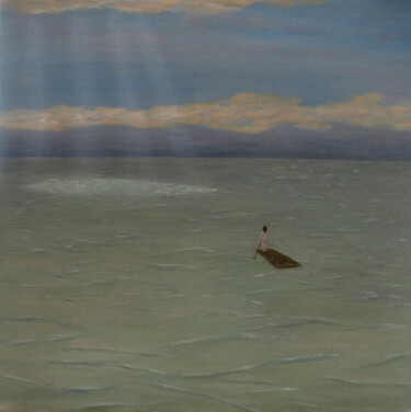 Malerei mit dem Titel "Girl with a paddle" von Svetlana Alekseeva, Original-Kunstwerk, Öl