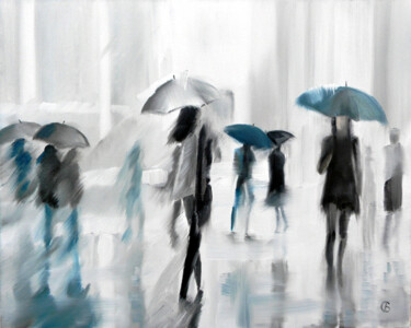 Painting titled "Raining" by Svetlana Bagdasaryan, Original Artwork, Oil