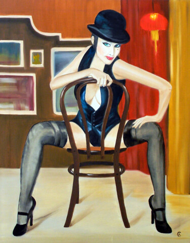 Schilderij getiteld "Cabaret Dancer" door Svetlana Bagdasaryan, Origineel Kunstwerk, Olie Gemonteerd op Frame voor houten br…