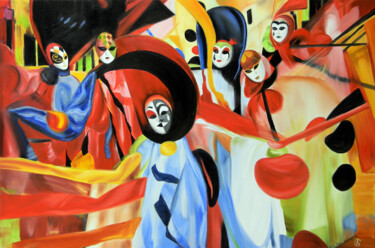 Painting titled "Venice Carnival" by Svetlana Bagdasaryan, Original Artwork, Oil