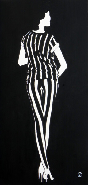 Peinture intitulée "Model in Black and…" par Svetlana Bagdasaryan, Œuvre d'art originale, Acrylique Monté sur Châssis en bois