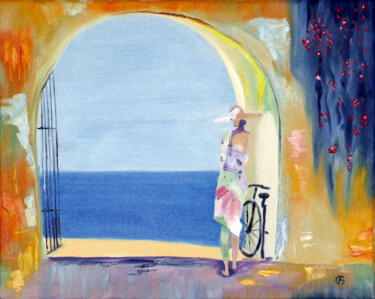Painting titled "Vacation" by Svetlana Bagdasaryan, Original Artwork, Oil Mounted on Wood Stretcher frame
