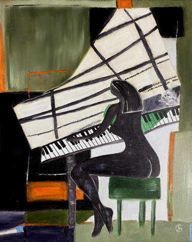 Malerei mit dem Titel "Piano Jazz." von Svetlana Bagdasaryan, Original-Kunstwerk, Öl Auf Keilrahmen aus Holz montiert