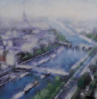 Painting titled "Sun-Kissed Paris Sp…" by Svetlana Bellon, Original Artwork, Acrylic Mounted on Wood Stretcher frame