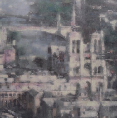 Malarstwo zatytułowany „Notre Dame Elevatio…” autorstwa Svetlana Bellon, Oryginalna praca, Akryl Zamontowany na Drewniana ra…