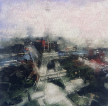 Ζωγραφική με τίτλο "Eiffel Tower Tango" από Svetlana Bellon, Αυθεντικά έργα τέχνης, Ακρυλικό Τοποθετήθηκε στο Ξύλινο φορείο…