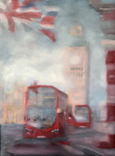 Malarstwo zatytułowany „Big Ben and London…” autorstwa Svetlana Bellon, Oryginalna praca, Olej Zamontowany na Drewniana rama…
