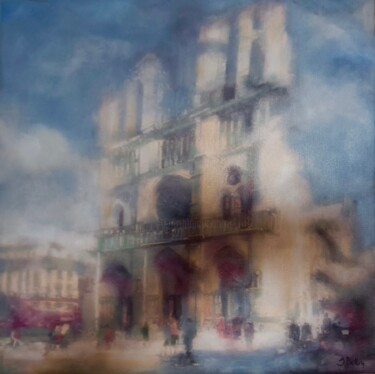 Pintura titulada "Notre Dame's Mystic…" por Svetlana Bellon, Obra de arte original, Oleo Montado en Bastidor de camilla de m…