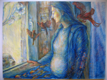 Painting titled "Ожидание чуда" by Svetlana Belova, Original Artwork, Oil