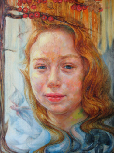 Painting titled "Осень" by Svetlana Belova, Original Artwork, Oil Mounted on Wood Stretcher frame