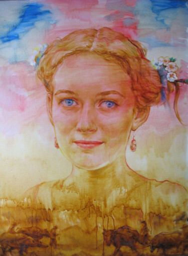 Painting titled "Весна" by Svetlana Belova, Original Artwork, Oil Mounted on Wood Stretcher frame