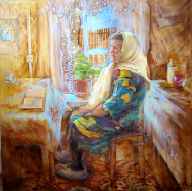 Картина под названием "Уходящая эпоха" - Светлана Белова, Подлинное произведение искусства, Масло Установлен на Деревянная р…