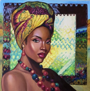 Peinture intitulée "Gold of Africa No. 4" par Svetlana M. Belova, Œuvre d'art originale, Huile