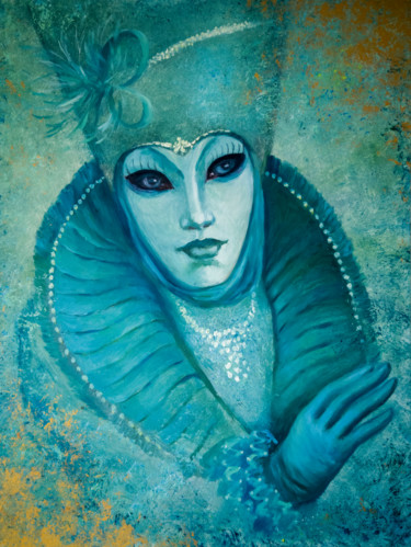 Painting titled "Venetian mask 2" by Svetlana Belova, Original Artwork, Oil