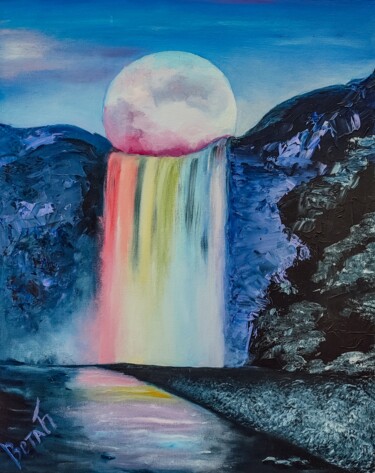 Pintura titulada "Moon Rainbow" por Svetlana Berezova, Obra de arte original, Oleo