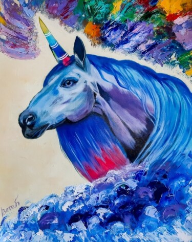 Painting titled "Unicorn" by Svetlana Berezova, Original Artwork, Oil