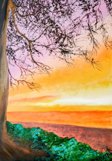 Pintura intitulada "Sunset" por Svetlana Berezova, Obras de arte originais, Óleo