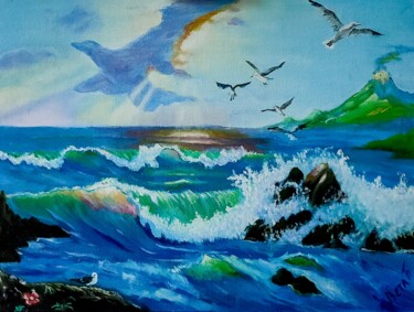 Painting titled "Sea" by Svetlana Berezova, Original Artwork, Oil