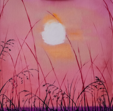 Pittura intitolato "Pink sunset" da Svetlana Berezova, Opera d'arte originale, Olio