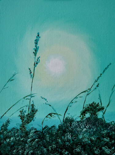 Schilderij getiteld "Turquoise sunset" door Svetlana Berezova, Origineel Kunstwerk, Olie