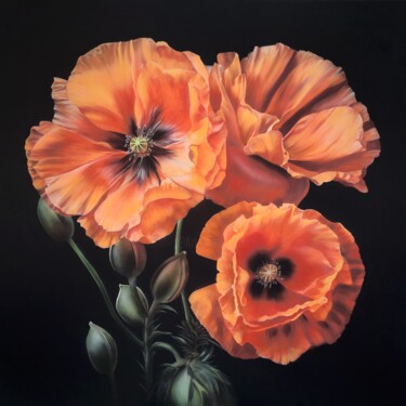 Painting titled "Painting poppies,…" by Svetlana Braznikova, Original Artwork, Acrylic