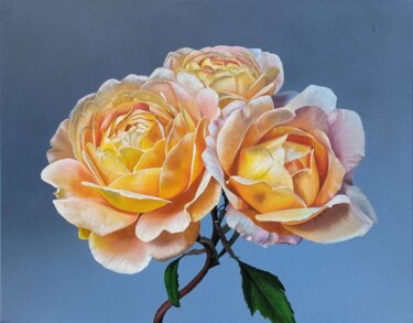 Peinture intitulée "Yellow roses, roses…" par Svetlana Braznikova, Œuvre d'art originale, Acrylique