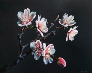 Painting titled "Cherry Blooming,  f…" by Svetlana Braznikova, Original Artwork, Acrylic