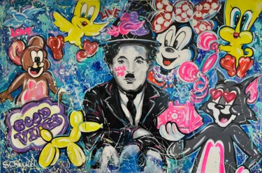 Painting titled "Charlie Chaplin" by Svetlana Cheraud, Original Artwork, Acrylic