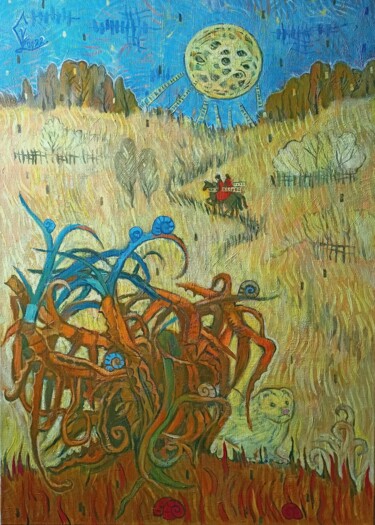 Painting titled "Хорек" by Svetlana Chunikhina, Original Artwork, Oil Mounted on Wood Stretcher frame