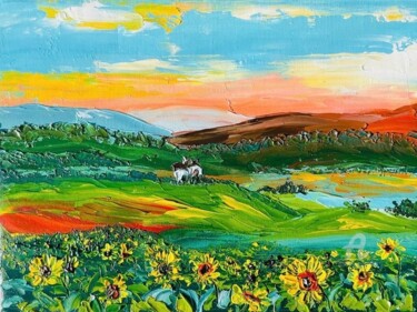 Ζωγραφική με τίτλο "Oil painting: Sunfl…" από Svetlana Dorokhina, Αυθεντικά έργα τέχνης, Λάδι Τοποθετήθηκε στο Ξύλινο φορείο…