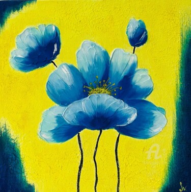 Peinture intitulée "Oil painting: Blue…" par Svetlana Dorokhina, Œuvre d'art originale, Huile Monté sur Châssis en bois