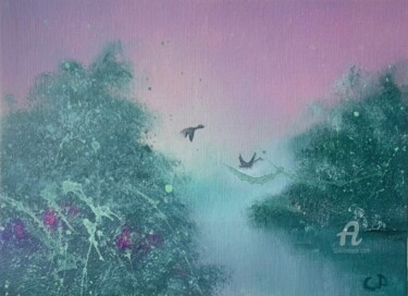 Картина под названием "Oil painting: Foggy…" - Svetlana Dorokhina, Подлинное произведение искусства, Масло