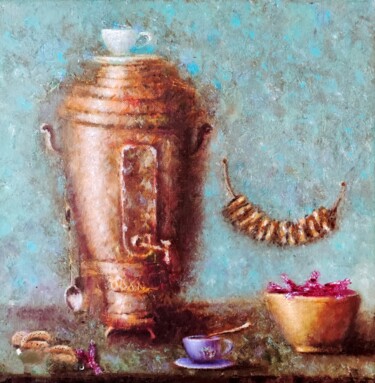 Peinture intitulée "Invitation to tea" par Svetlana Dushina, Œuvre d'art originale, Huile