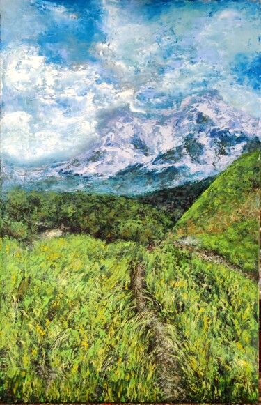 Peinture intitulée "mountain trail" par Svetlana Dushina, Œuvre d'art originale, Huile