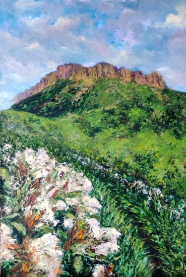 Malerei mit dem Titel "Rhododendrons bloom" von Svetlana Dushina, Original-Kunstwerk, Öl