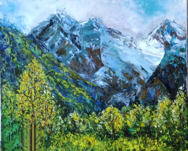 Painting titled "Foothills" by Svetlana Dushina, Original Artwork, Oil