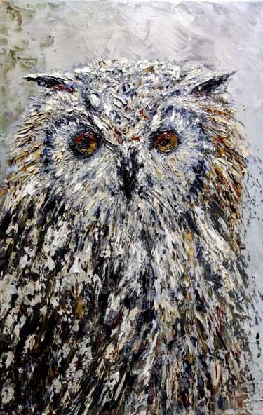 Malerei mit dem Titel "Owl" von Svetlana Dushina, Original-Kunstwerk, Öl